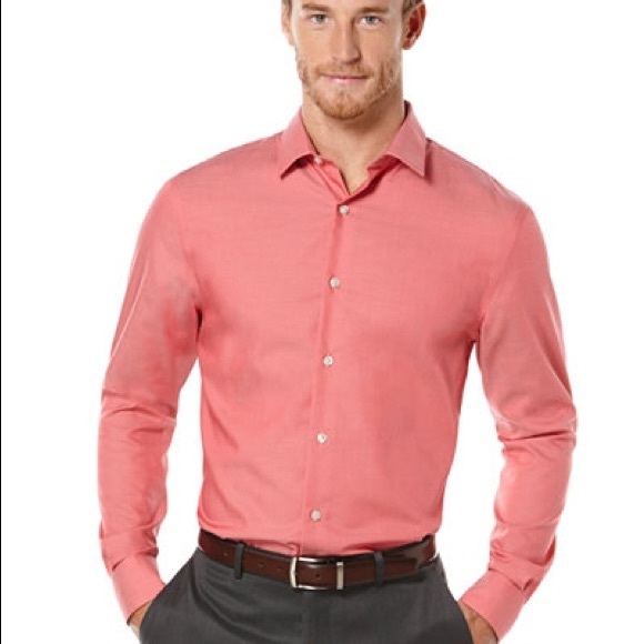 Salmon Perry Ellis non-iron Shirt - Picture 1 of 7